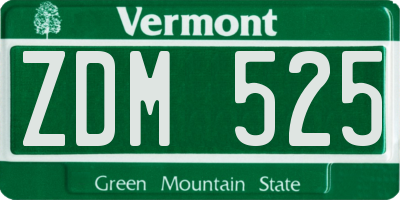 VT license plate ZDM525
