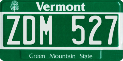VT license plate ZDM527
