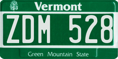 VT license plate ZDM528