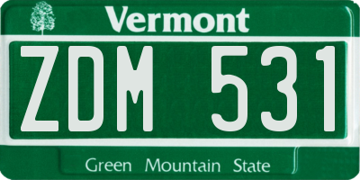 VT license plate ZDM531