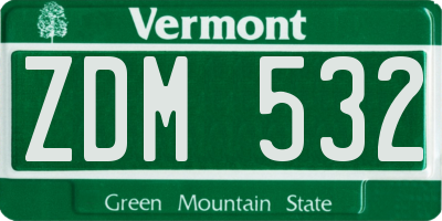 VT license plate ZDM532