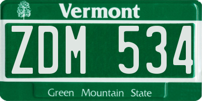 VT license plate ZDM534