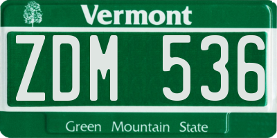 VT license plate ZDM536
