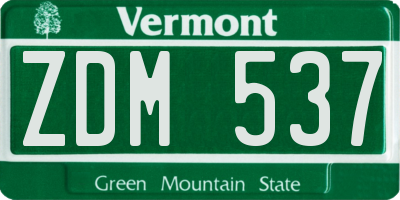 VT license plate ZDM537
