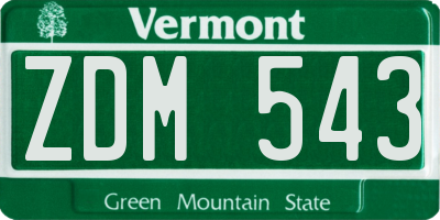 VT license plate ZDM543