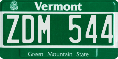 VT license plate ZDM544