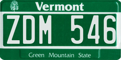 VT license plate ZDM546