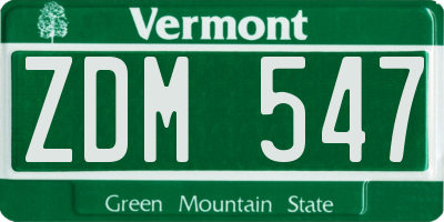 VT license plate ZDM547