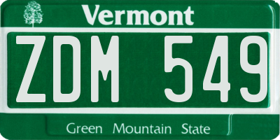 VT license plate ZDM549