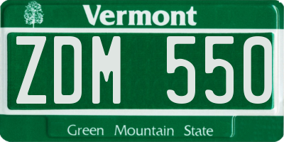 VT license plate ZDM550