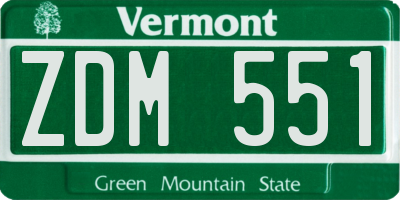 VT license plate ZDM551