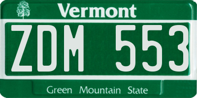 VT license plate ZDM553