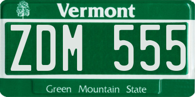 VT license plate ZDM555