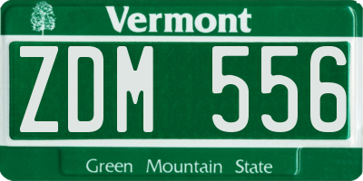 VT license plate ZDM556