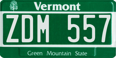 VT license plate ZDM557