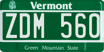 VT license plate ZDM560