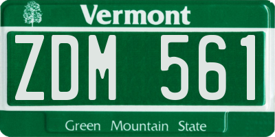 VT license plate ZDM561