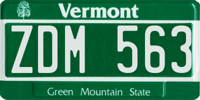 VT license plate ZDM563