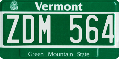 VT license plate ZDM564