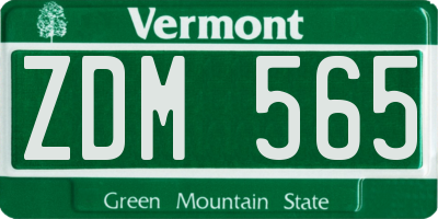VT license plate ZDM565