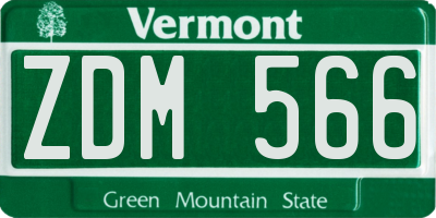VT license plate ZDM566