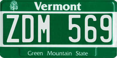 VT license plate ZDM569