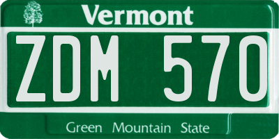 VT license plate ZDM570