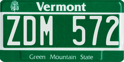 VT license plate ZDM572