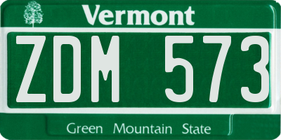VT license plate ZDM573