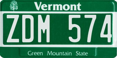 VT license plate ZDM574