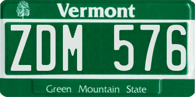VT license plate ZDM576