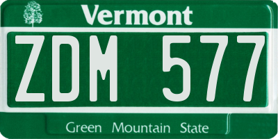 VT license plate ZDM577