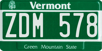 VT license plate ZDM578