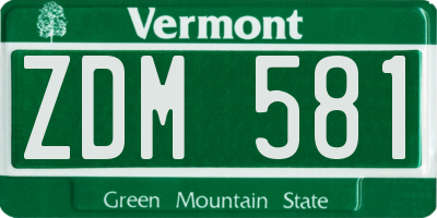 VT license plate ZDM581