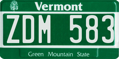 VT license plate ZDM583