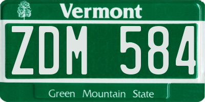 VT license plate ZDM584