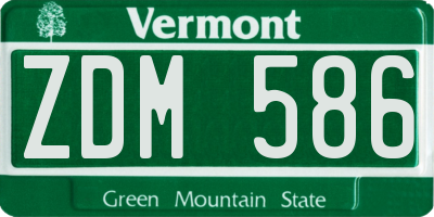 VT license plate ZDM586