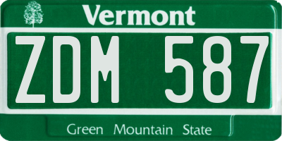 VT license plate ZDM587