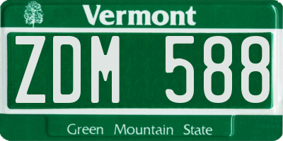 VT license plate ZDM588