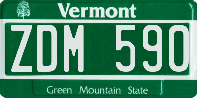 VT license plate ZDM590