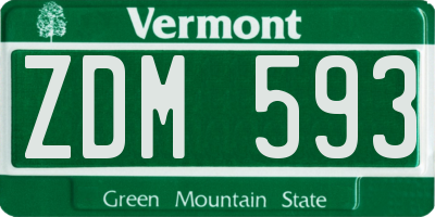 VT license plate ZDM593