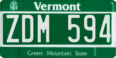 VT license plate ZDM594