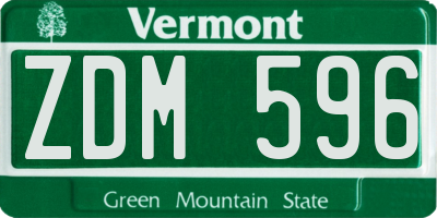VT license plate ZDM596