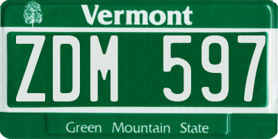 VT license plate ZDM597