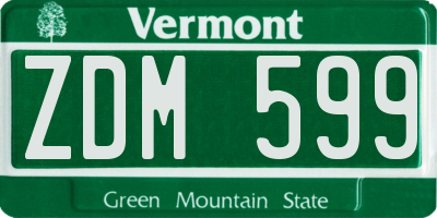 VT license plate ZDM599