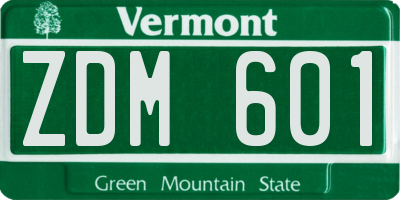 VT license plate ZDM601