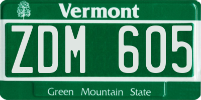 VT license plate ZDM605