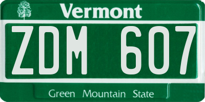 VT license plate ZDM607