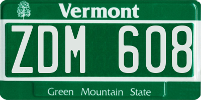 VT license plate ZDM608