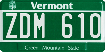 VT license plate ZDM610